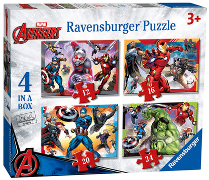 Ravensburger Marvel Avengers 4 in Box (12, 16, 20, 24 Pieces) Jigsaw Puzzles for Kids Age 3 Years Up