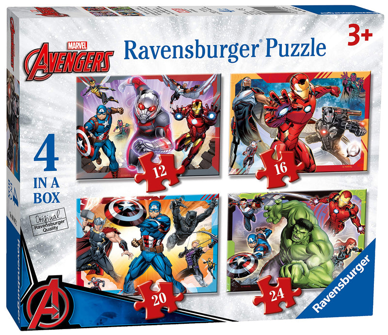 Ravensburger Marvel Avengers 4 in Box (12, 16, 20, 24 Pieces) Jigsaw Puzzles for Kids Age 3 Years Up