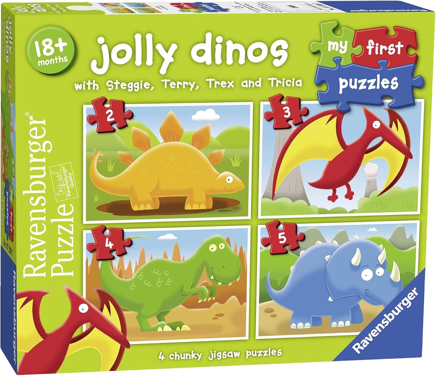 Ravensburger Jolly Dinosaurs My First Jigsaw Puzzles Educational Toys for Toddlers Age 18 Months and Up