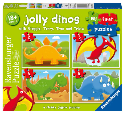 Ravensburger Jolly Dinosaurs My First Jigsaw Puzzles Educational Toys for Toddlers Age 18 Months and Up