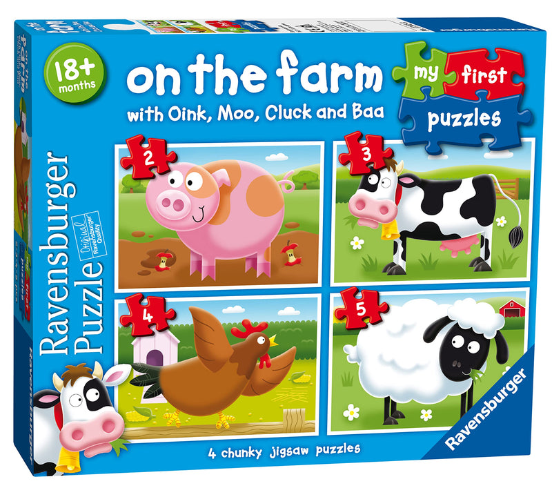 Ravensburger On The Farm, My First Jigsaw Puzzles (2, 3, 4 & 5 Piece) Educational Toys for Toddlers Age 18 Months and Up