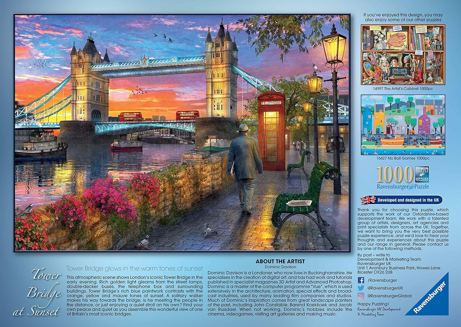 Ravensburger Tower Bridge of London at Sunset 1000 Piece Jigsaw Puzzle for Adults and Kids Age 12 Years Up Old Design