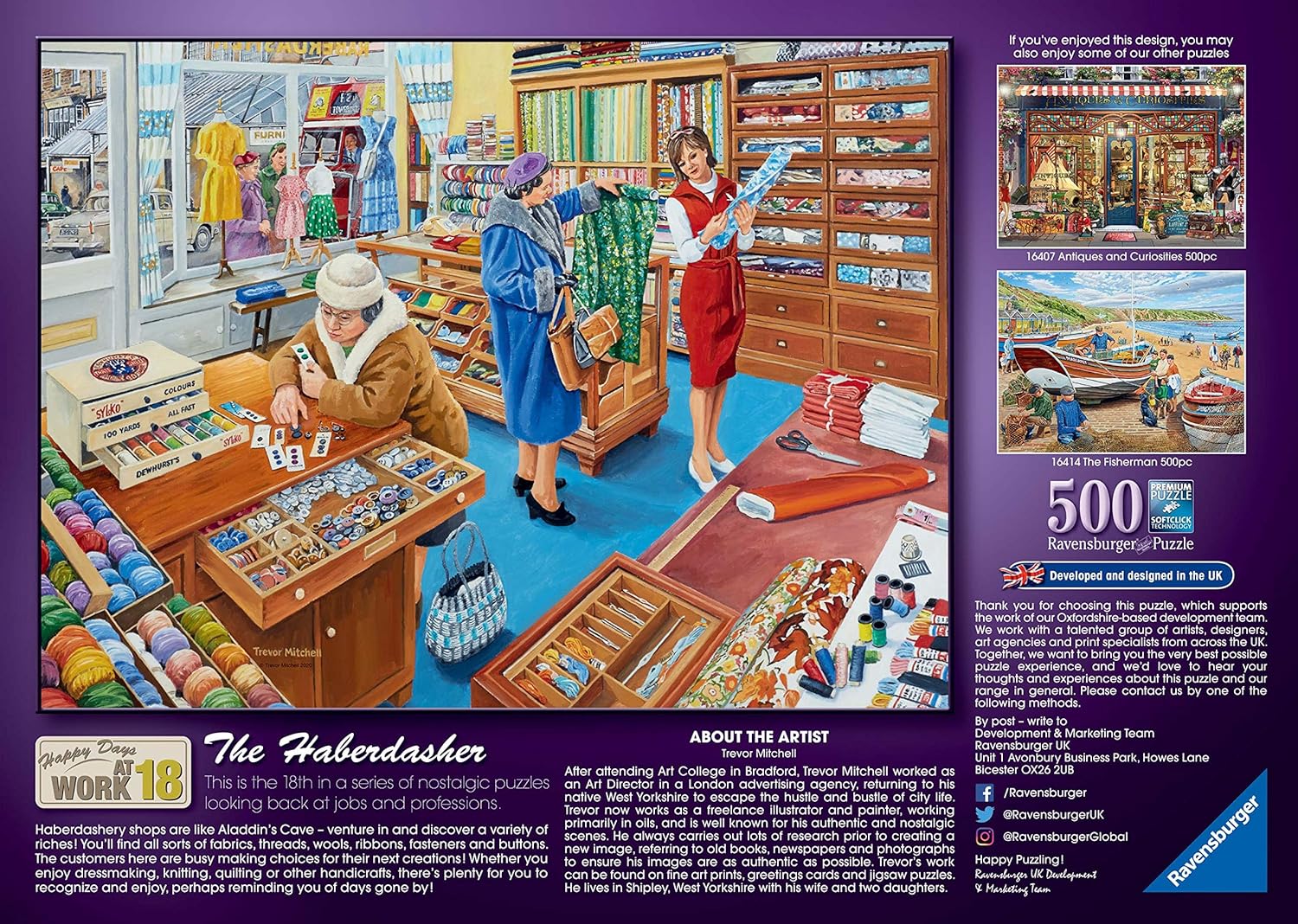 Ravensburger Happy Days at Work No.18 The Haberdasher 500 Piece Jigsaw Puzzle for Adults and Kids Age 10 and Up Single