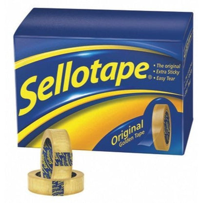 Sellotape Original Golden Non-Static Easy-Tear Large Tape Roll 18mm x 66m (Pack of 16