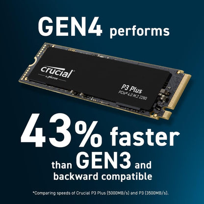 Crucial P3 Plus SSD 500GB M.2 PCIe Gen4 NVMe Interne SSD, Bis 4.700 MB/s, Kompatibel mit Laptop und Desktop, SSD Festplatte - CT500P3PSSD8