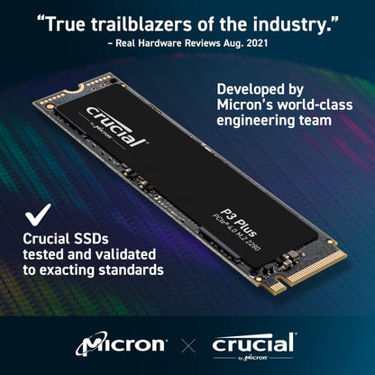 Crucial P3 Plus SSD 500GB M.2 PCIe Gen4 NVMe Interne SSD, Bis 4.700 MB/s, Kompatibel mit Laptop und Desktop, SSD Festplatte - CT500P3PSSD8