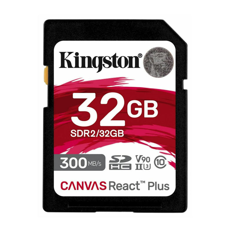 Kingston Canvas React Plus 32GB SDHC Speicherkarte UHS-II 300R/260W U3 V90 for Full HD/4K/8K - SDR2/