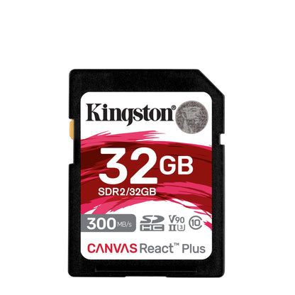 Kingston Canvas React Plus 32GB SDHC Speicherkarte UHS-II 300R/260W U3 V90 for Full HD/4K/8K - SDR2/