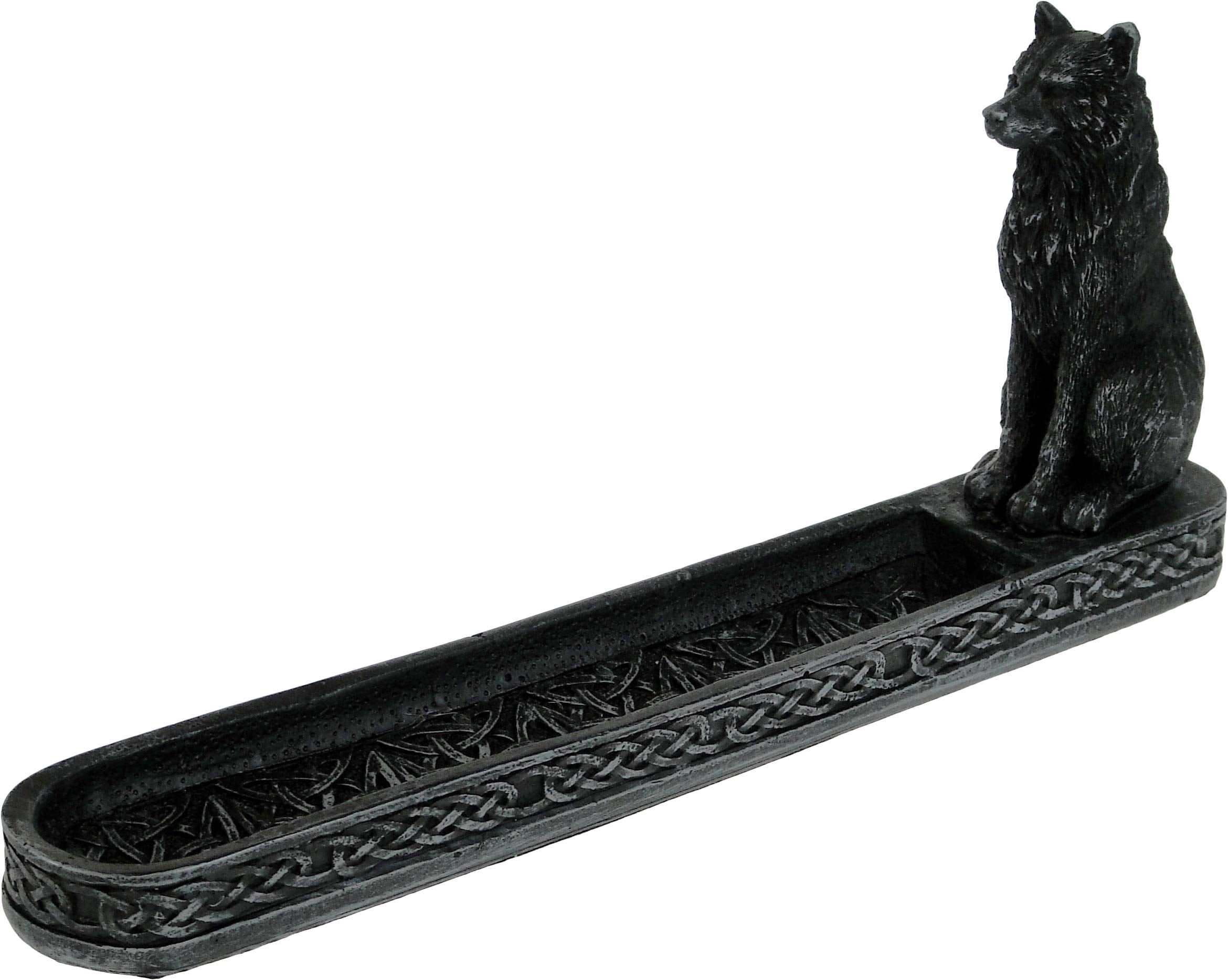 Catching The Scent Obsidian Wolf Incense Burner 25Cm