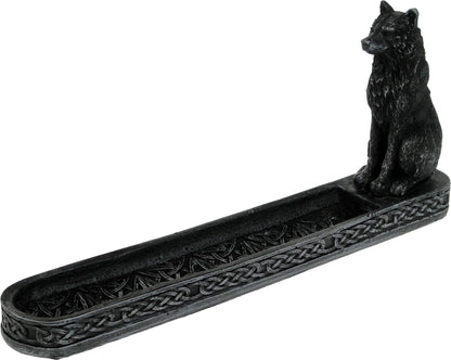 Catching The Scent Obsidian Wolf Incense Burner 25Cm