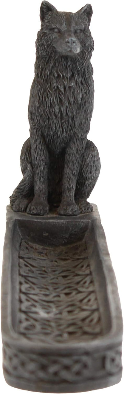 Catching The Scent Obsidian Wolf Incense Burner 25Cm