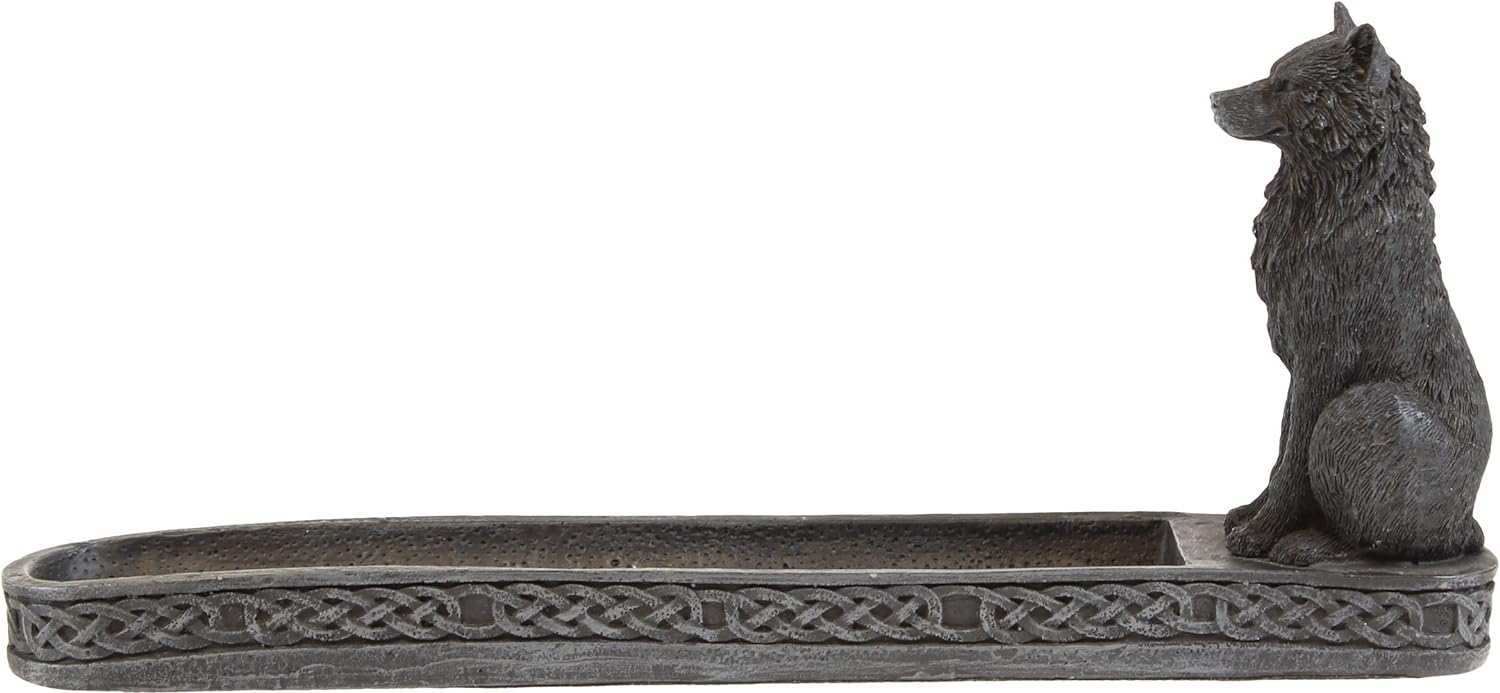 Catching The Scent Obsidian Wolf Incense Burner 25Cm