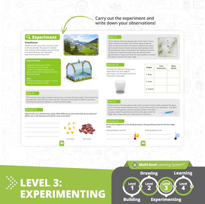 Engino - Jouets Steam Labs – Comment fonctionnent Les serres ? | Kits scientifiques éducatifs pour Enfants | Kit d'expériences et d'activités guidées
