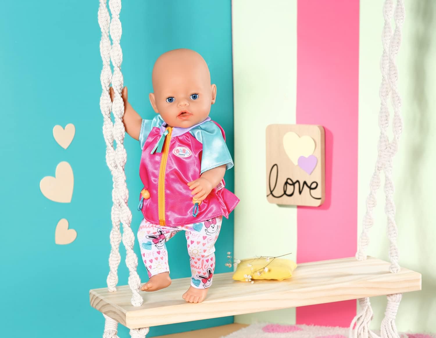 BABY Born Casual Outfit Pink 833605 - High-quality Clothing for 43cm Dolls For Toddlers - Includes Jacket, Trousers & Clothing Hanger - Suitable from 3 Years