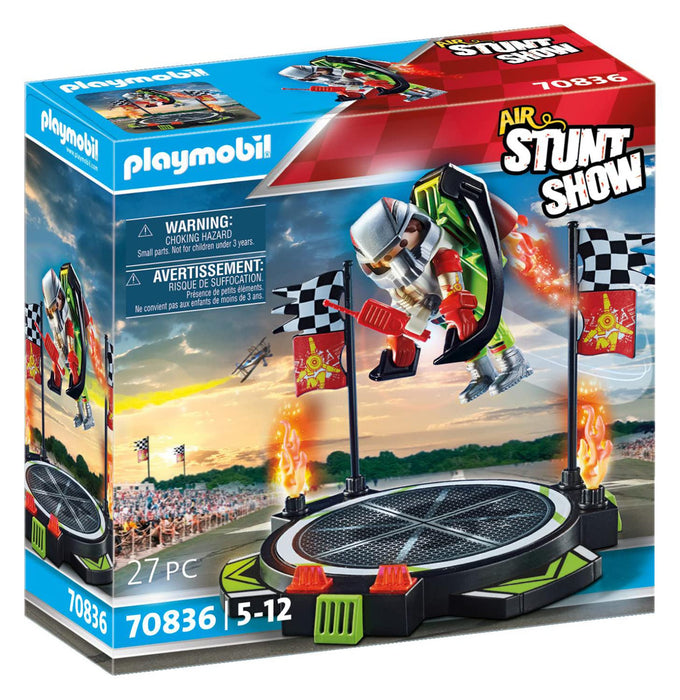 Playmobil Air Stunt Show 70836 Stuntman with Jet Pack, Includes Launch Platform, Plane Toy for 5+ Year Olds