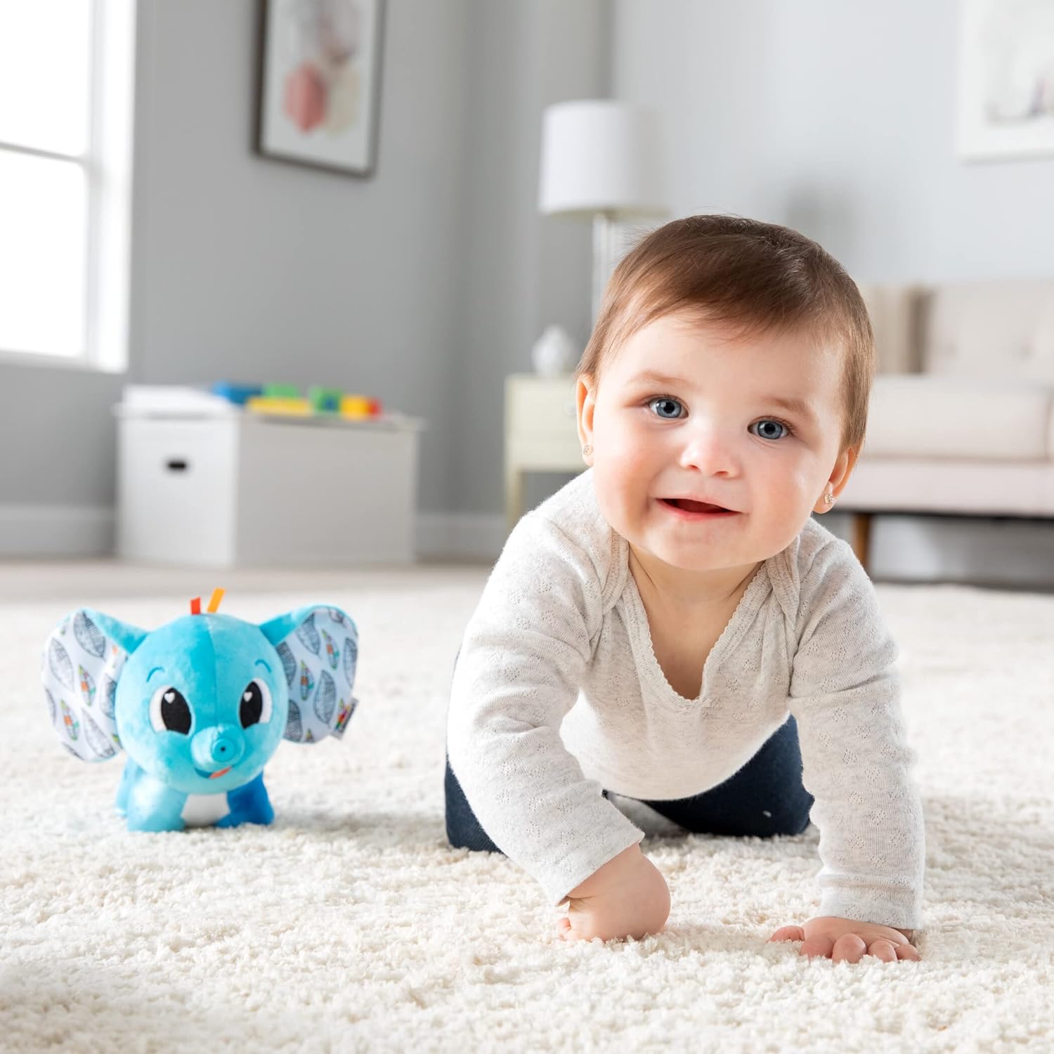 Lamaze Puffaboo Elephant, Newborn Baby Toy, Sensory Toy for Babies with Colours, Babyshower Gift for New Parents, Development Toy for Boys and Girls Aged 3 Months +