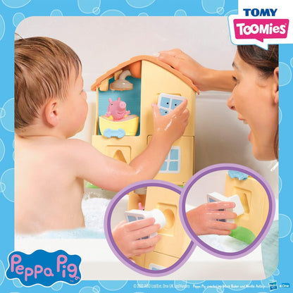 Toomies, Casita de Peppa Pig Juguete de Baño, Diferentes Estancias, Juegos de Formas, Ducha y Otras Sorpresas, 1 Figura Incluida y 3 Ventosas, niños +3 años, Bizak E73415