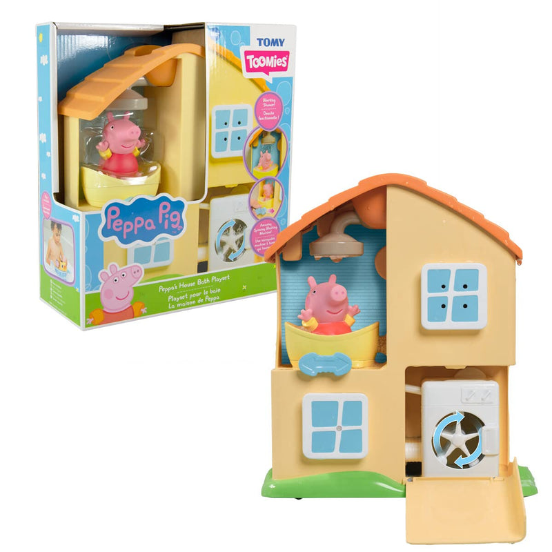 Toomies, Casita de Peppa Pig Juguete de Baño, Diferentes Estancias, Juegos de Formas, Ducha y Otras Sorpresas, 1 Figura Incluida y 3 Ventosas, niños +3 años, Bizak E73415