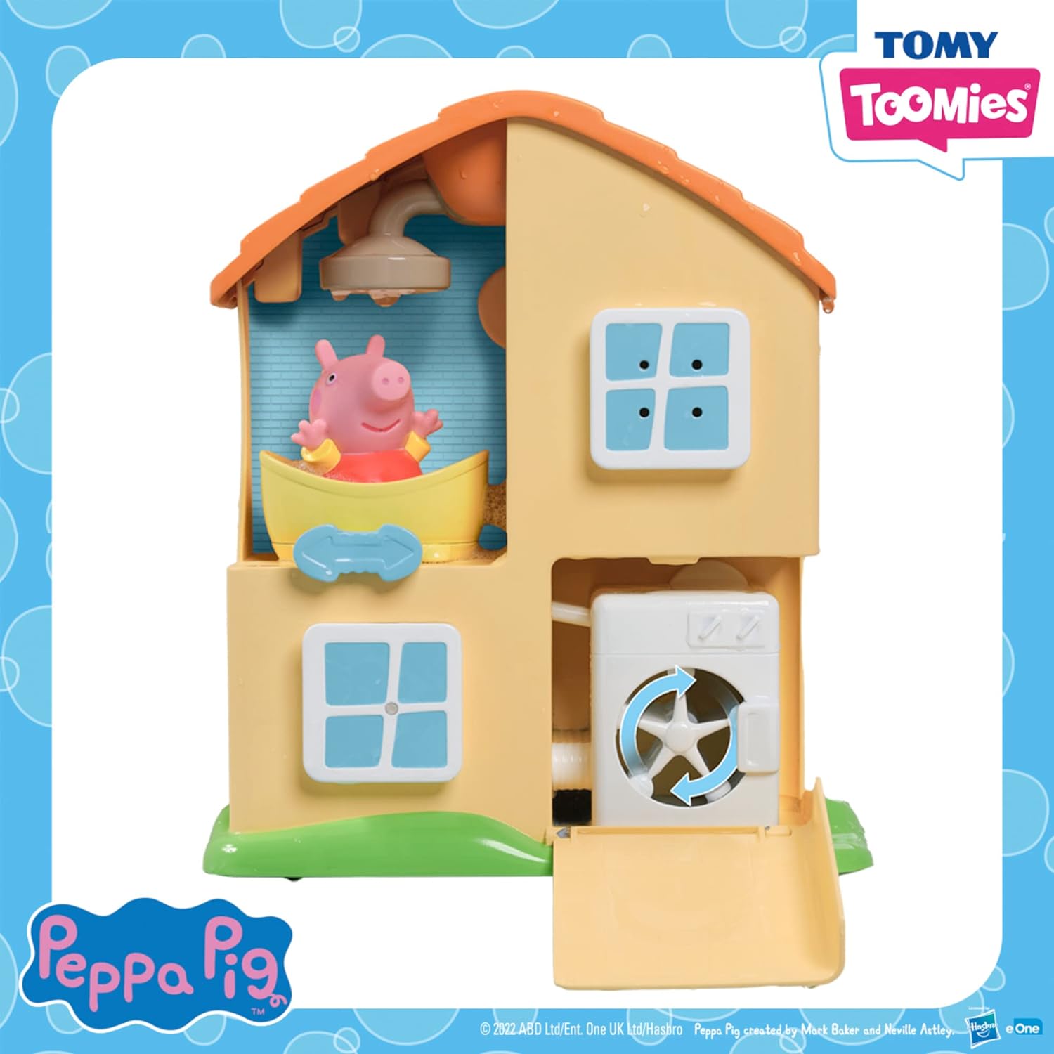 Toomies, Casita de Peppa Pig Juguete de Baño, Diferentes Estancias, Juegos de Formas, Ducha y Otras Sorpresas, 1 Figura Incluida y 3 Ventosas, niños +3 años, Bizak E73415