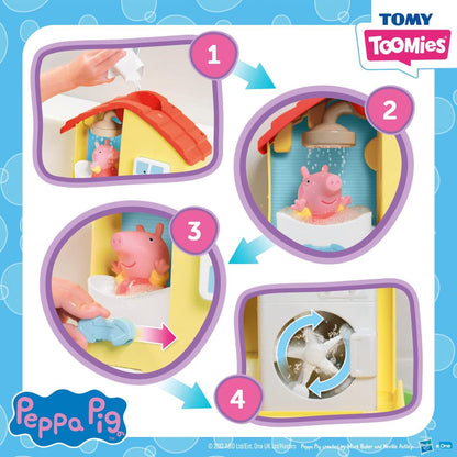 Toomies, Casita de Peppa Pig Juguete de Baño, Diferentes Estancias, Juegos de Formas, Ducha y Otras Sorpresas, 1 Figura Incluida y 3 Ventosas, niños +3 años, Bizak E73415