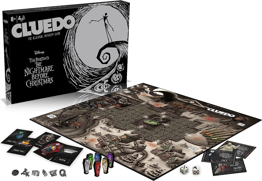 Winning Moves Nightmare Before Christmas Cluedo Board Game, Join Jack, Sally, Dr Finkelstein, Oogie Boogie, Shock and Barrel to figure out who kidnapped Sandy Claws, great gift for ages 8 plus
