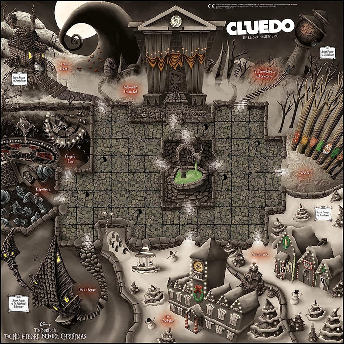 Winning Moves Nightmare Before Christmas Cluedo Board Game, Join Jack, Sally, Dr Finkelstein, Oogie Boogie, Shock and Barrel to figure out who kidnapped Sandy Claws, great gift for ages 8 plus