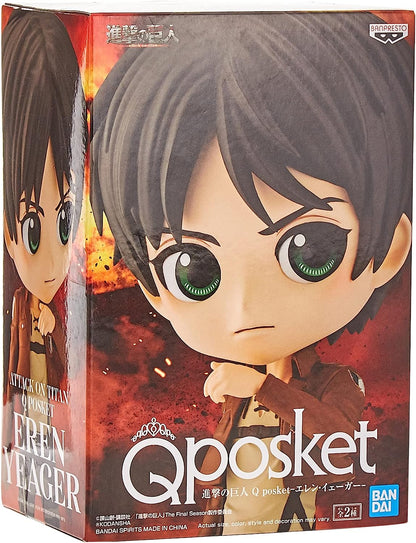 Banpresto Attack On Titan - Qposket - Eren Yeager A - Figurine 14 cm, Black, One Size