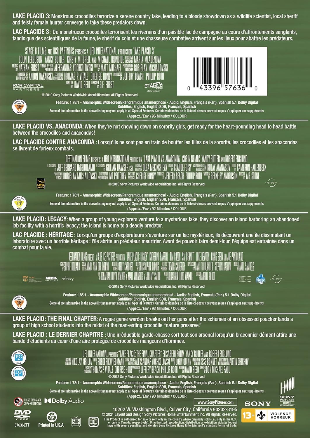 Lake Placid 3 / Lake Placid Vs. Anaconda / Lake Placid: Legacy / Lake Placid: The Final Chapter