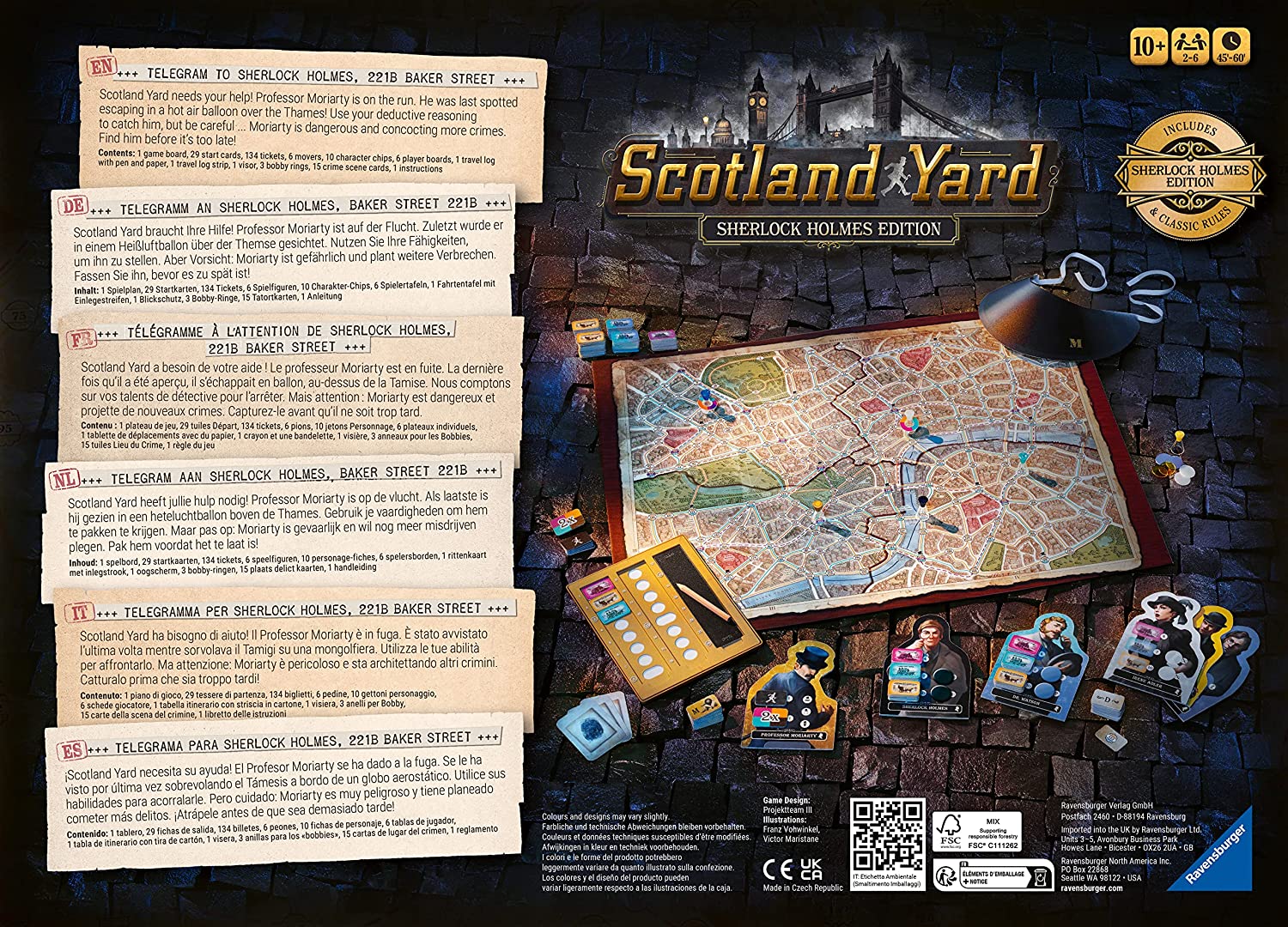 Ravensburger Scotland Yard Sherlock Homes Edition - Family Strategy Board Games for Kids and Adults Age 8 Years Up - 2 to 6 Players