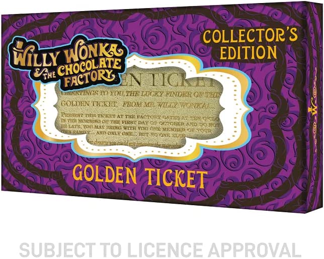 Fanattik Official Willy Wonka Golden Ticket Limited Edition - 1:1 Scale Replica Willy Wonka Collectible - Only 5000 Worldwide - Willy Wonka Gifts