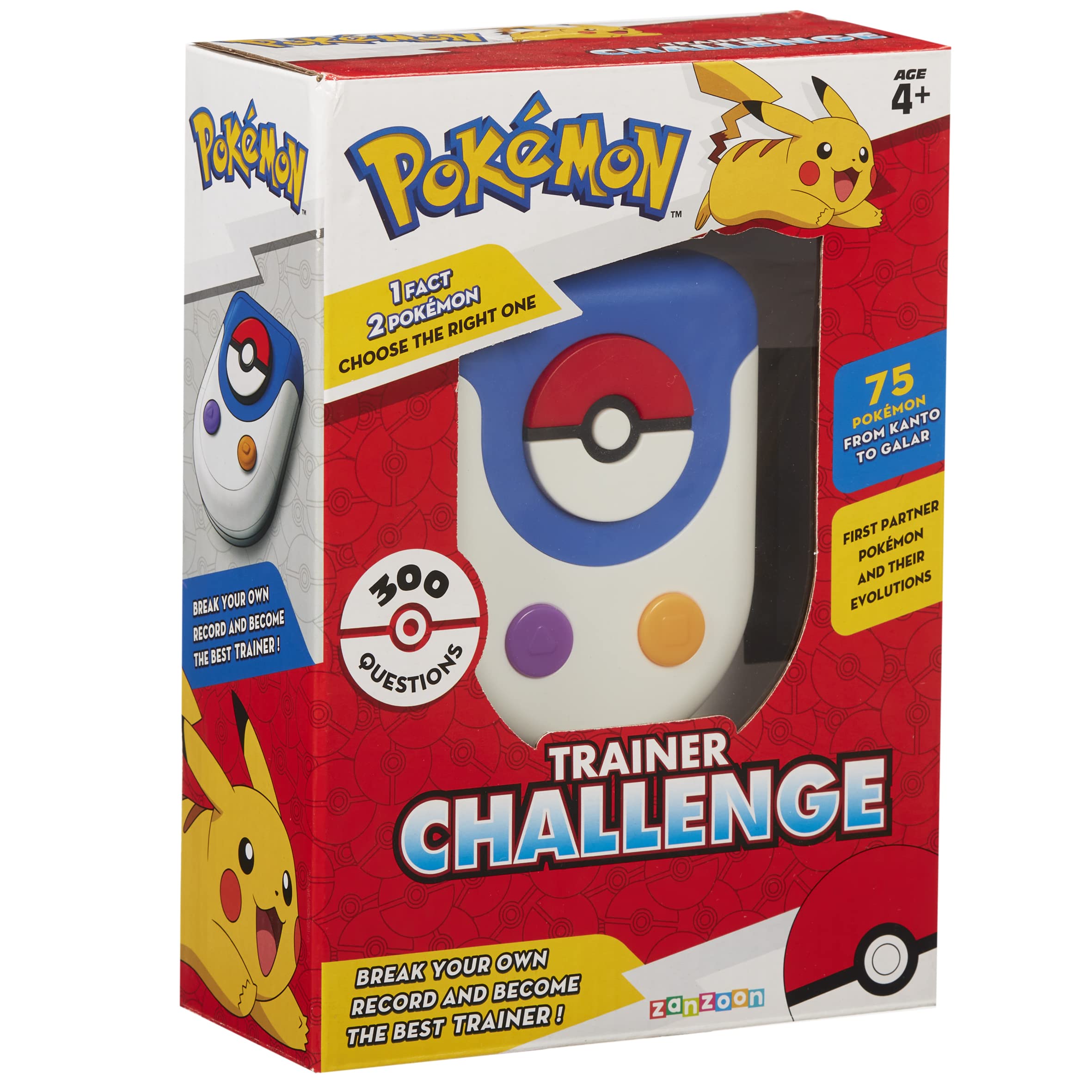 Pokémon Trainer Challenge Game. Datos Divertidos 300 Preguntas. 75 Kanto a GALAR. Regalo Ideal para cumpleaños o Navidad. Más de 4 años, Multicolor, Medium (Zanzoon SAS 1122125