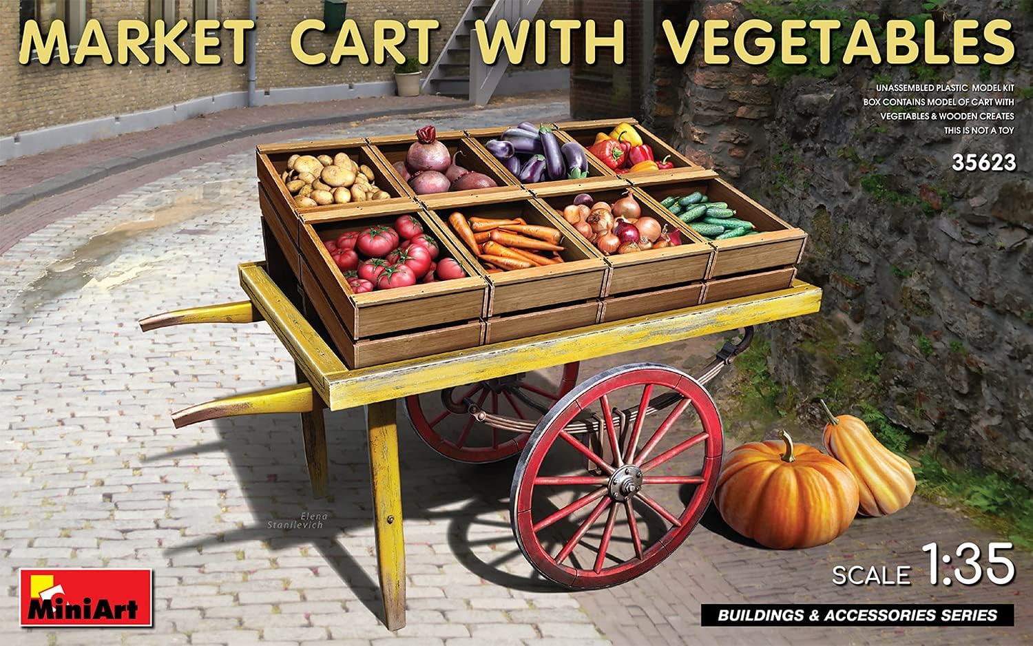 Miniart MIN35623 1:35-Market Cart with Vegetables, Various