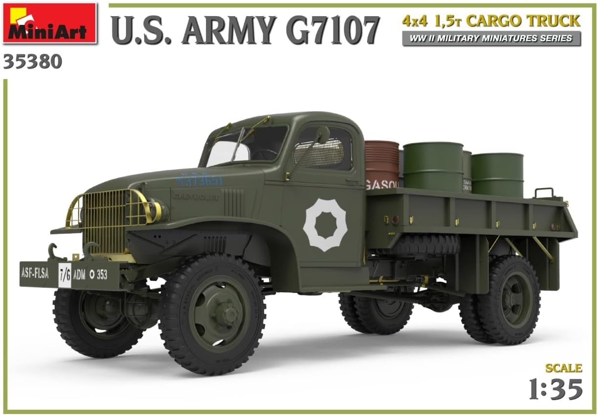 MiniArt MIN35380 1:35-U.S. Army G7107 4X4 1,5t Cargo Truck, Unpainted