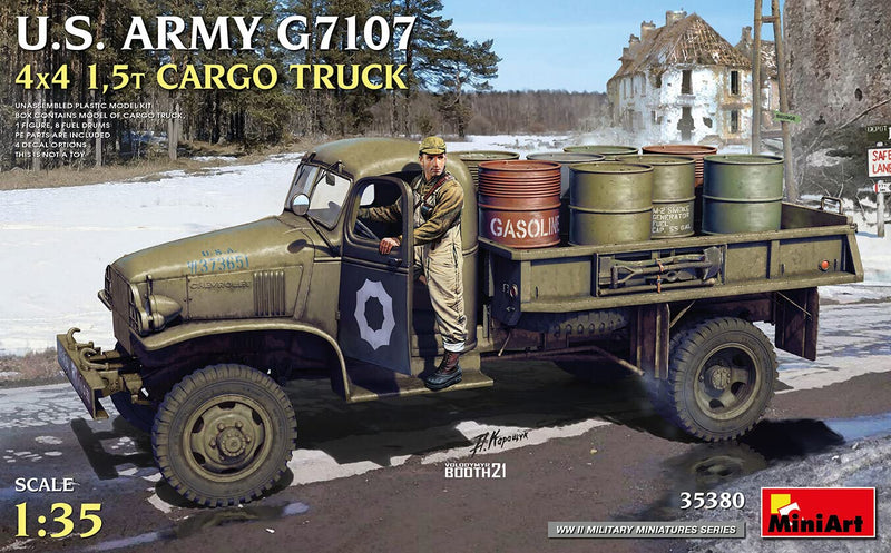 MiniArt MIN35380 1:35-U.S. Army G7107 4X4 1,5t Cargo Truck, Unpainted
