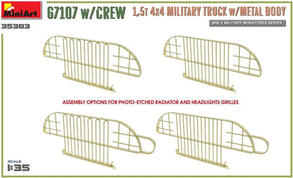 MiniArt MIN35383 1:35-G7107 w/Crew 4x4 Cargo Truck w/Metal Body, Molded Color