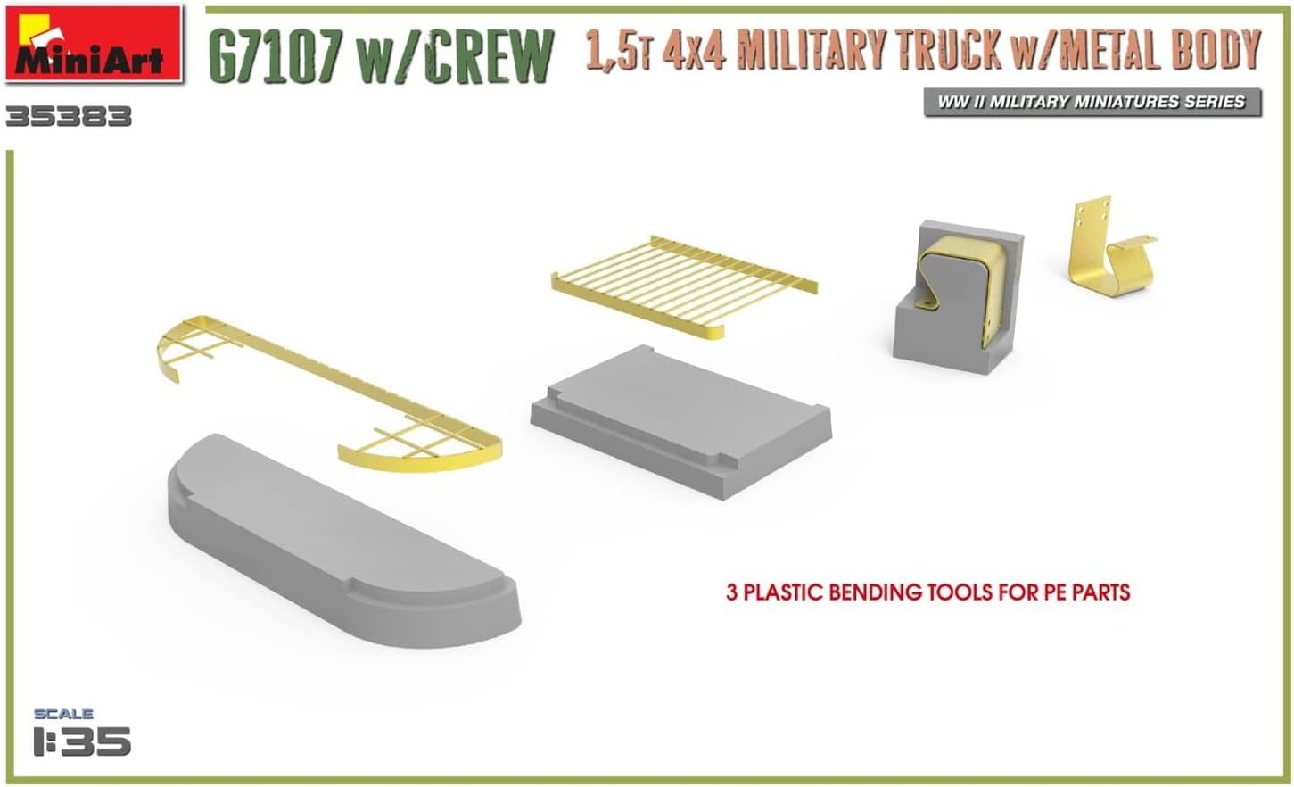 MiniArt MIN35383 1:35-G7107 w/Crew 4x4 Cargo Truck w/Metal Body, Molded Color