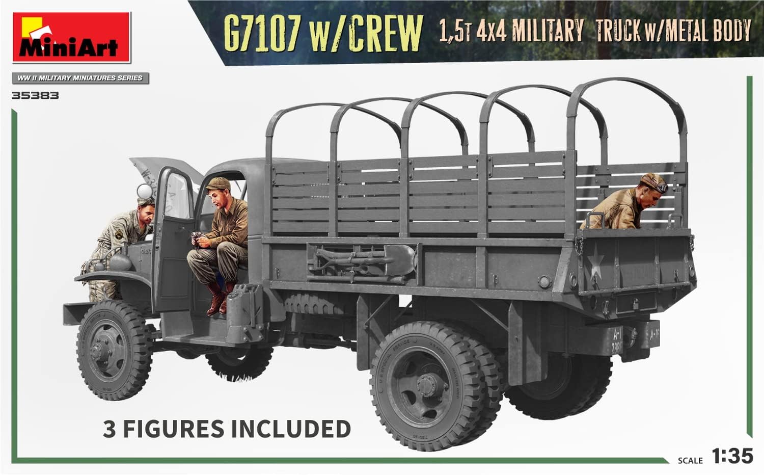 MiniArt MIN35383 1:35-G7107 w/Crew 4x4 Cargo Truck w/Metal Body, Molded Color