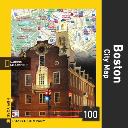 New York Puzzle Company - National Geographic Boston City Map Mini 100 Pieces Jigsaw Puzzle