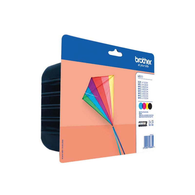Brother LC-223BK/LC-223C/LC-223M/LC-223Y Inkjet Cartridges, Black/Cyan/Magenta/Yellow, Multi-Pack, Standard Yield, Includes 4 x Inkjet Cartridges, Brother Genuine Supplies