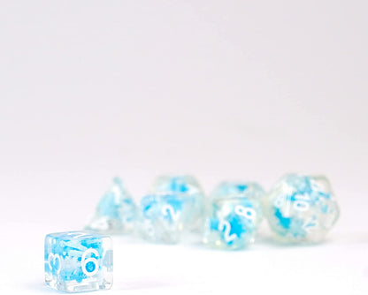 Metallic Dice Games 16mm Resin Poly DND Dice Set: Snowflake Dice, Role Playing Game Dice for Dungeons and Dragons