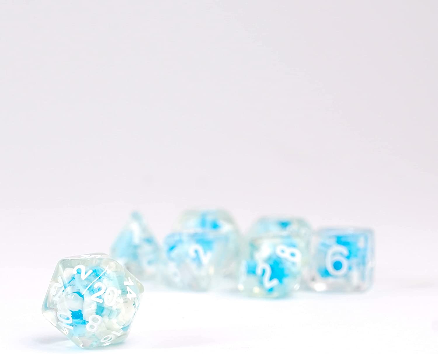 Metallic Dice Games 16mm Resin Poly DND Dice Set: Snowflake Dice, Role Playing Game Dice for Dungeons and Dragons