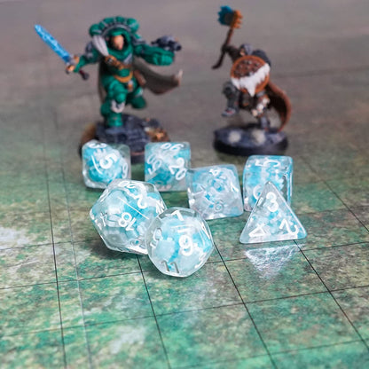 Metallic Dice Games 16mm Resin Poly DND Dice Set: Snowflake Dice, Role Playing Game Dice for Dungeons and Dragons