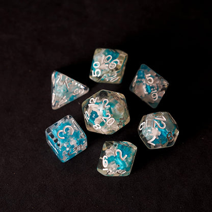 Metallic Dice Games 16mm Resin Poly DND Dice Set: Snowflake Dice, Role Playing Game Dice for Dungeons and Dragons
