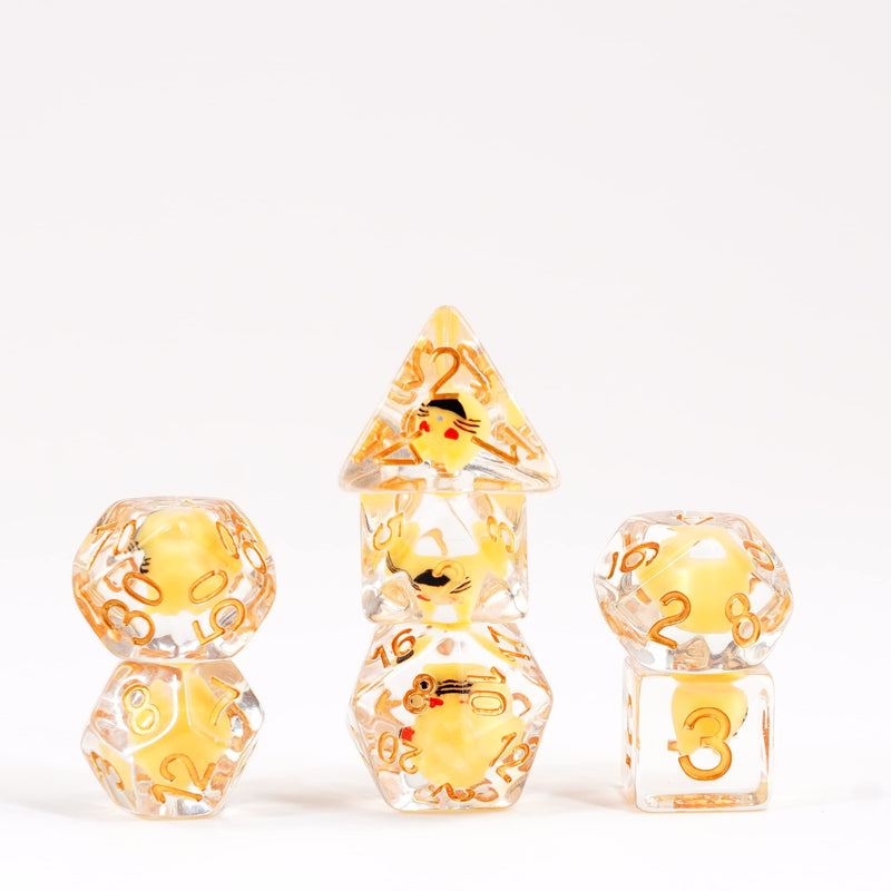FanRoll by Metallic Dice Games 16mm Resin Poly DND Dice Set: Cat Dice, Role Playing Game Dice for Dungeons and Dragons
