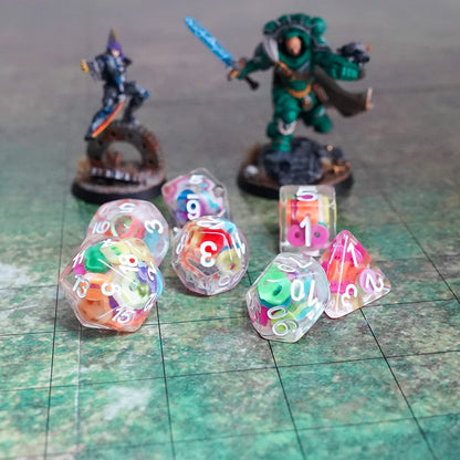 FanRoll by Metallic Dice Games 16mm Resin Poly DND Dice Set: Critical Loops, Role Playing Game Dice for Dungeons and Dragons Wood