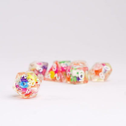 FanRoll by Metallic Dice Games 16mm Resin Poly DND Dice Set: Critical Loops, Role Playing Game Dice for Dungeons and Dragons Wood
