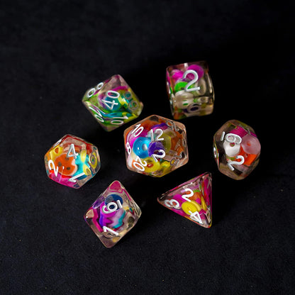FanRoll by Metallic Dice Games 16mm Resin Poly DND Dice Set: Critical Loops, Role Playing Game Dice for Dungeons and Dragons Wood