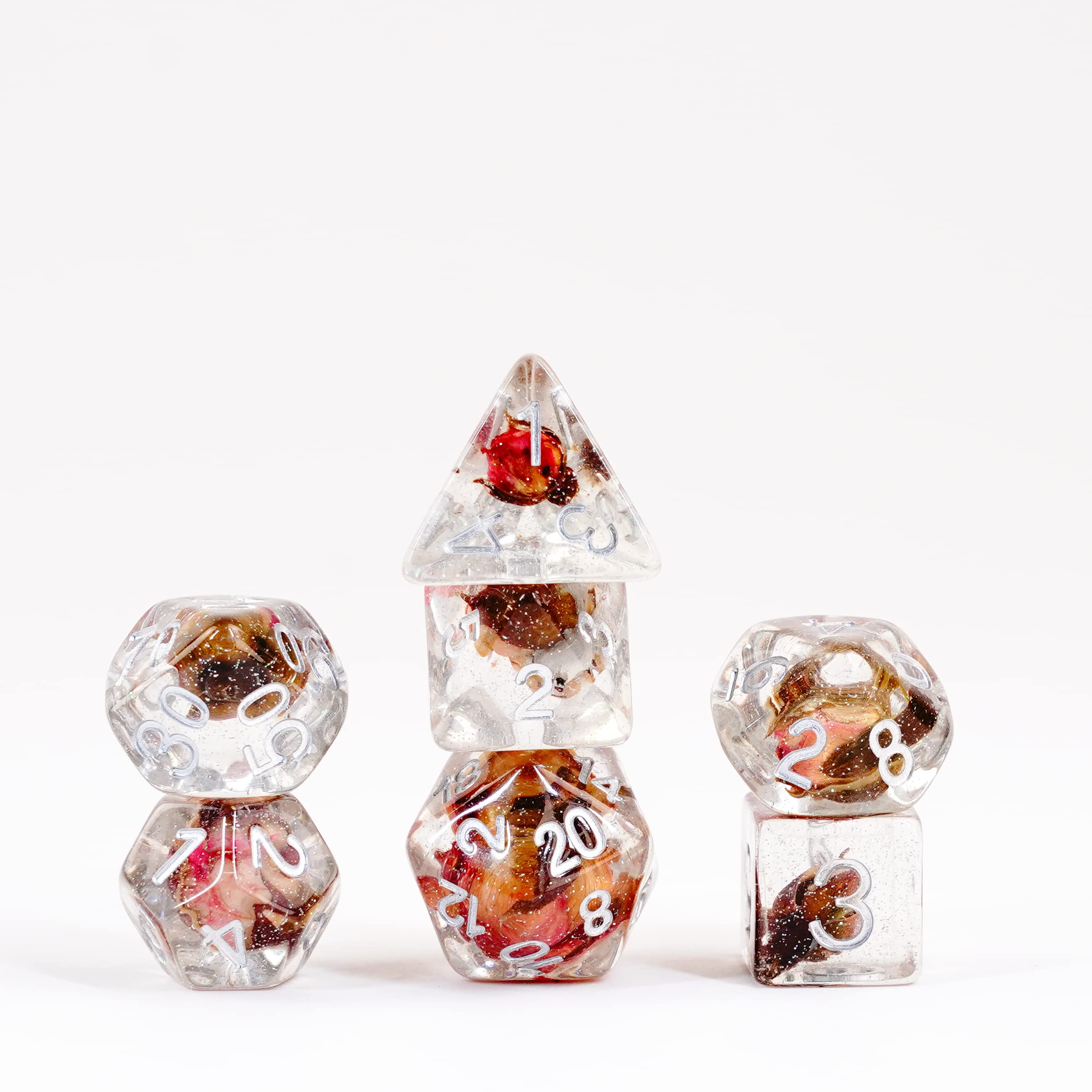 FanRoll by Metallic Dice Games 16mm Resin Poly DND Dice Set: Rose Dice, Role Playing Game Dice for Dungeons and Dragons