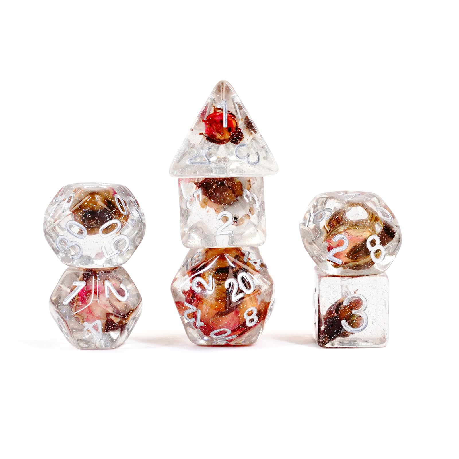FanRoll by Metallic Dice Games 16mm Resin Poly DND Dice Set: Rose Dice, Role Playing Game Dice for Dungeons and Dragons