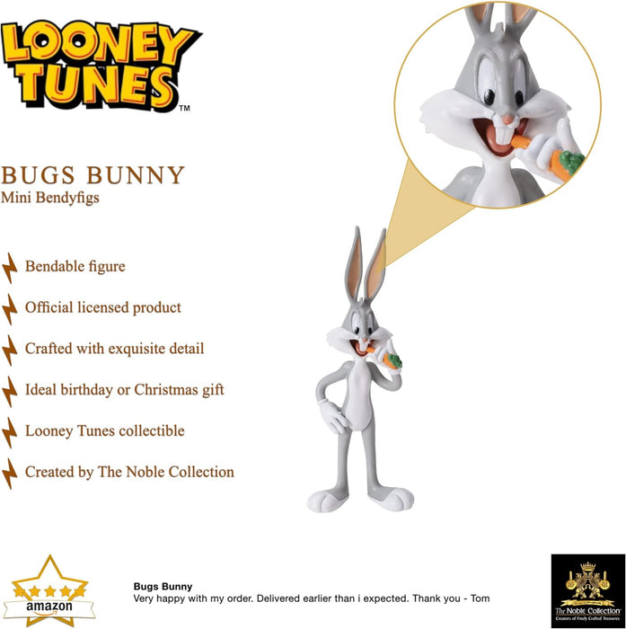 The Noble Collection Looney Tunes Mini Bendyfigs Bugs Bunny - 5.75in (14.5cm) Noble Toys Miniature Bendable Figure Posable Doll Figures